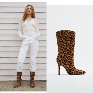 Zara Animal Print Leather Boots.